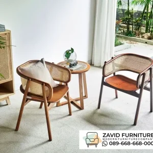 Set Kursi Teras Kombinasi Rotan Kayu Jati Estetik