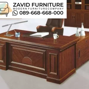 Meja Kantor Model L Kayu Jati Direksi Mewah