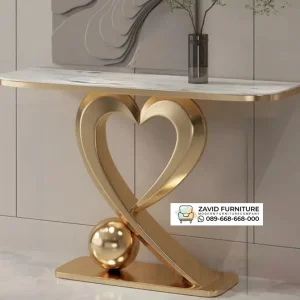Meja Konsol Marmer Kaki Stainless Gold