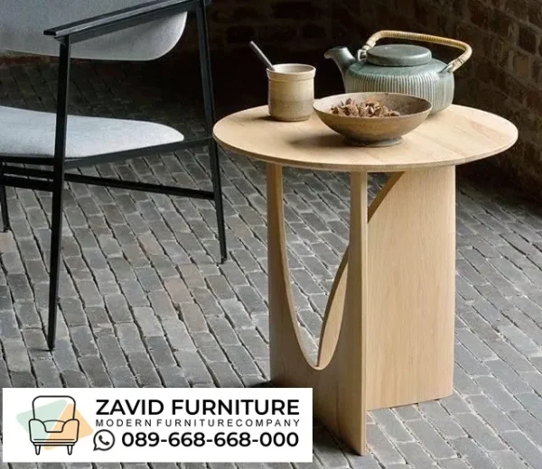 Meja Sudut Desain Kaki Lengkung Geometris