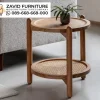 Meja Sudut Kayu Rotan Kombinasi Minimalis