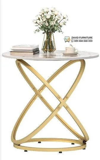 Meja Sudut Marmer Luxury Stainless Steel