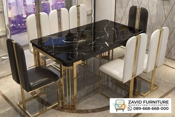 Satu Set Meja Makan Marmer Tebal Satu Set Meja Makan Marmer Tebal