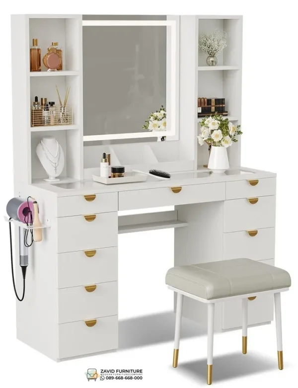 Set Meja Rias Minimalis Duco Putih