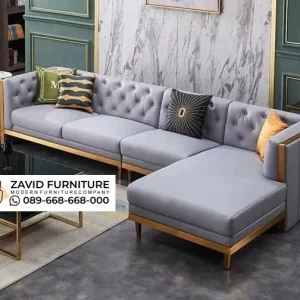 Sofa Letter L Rangka Stainless Gold