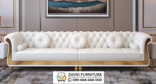 Sofa Aksen Gold Tufted Mewah Terbaru