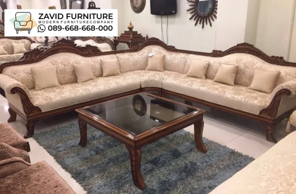 Sofa Sudut Klasik Ukir Mahkota Jepara