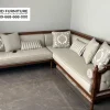Sofa Sudut Tamu Letter L Kayu Jati