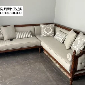 Sofa Sudut Tamu Letter L Kayu Jati