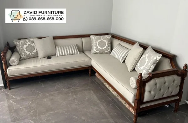 Sofa Sudut Tamu Letter L Kayu Jati