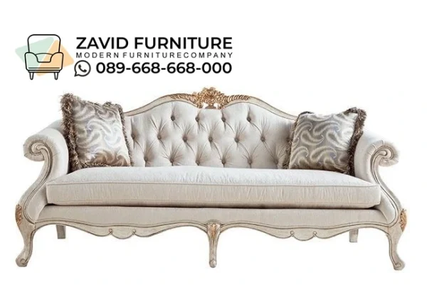 Sofa White Royal Klasik Ukir Gold