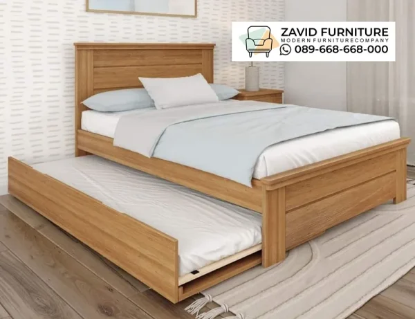 Tempat Tidur Sorong Kayu Jati Natural Malang