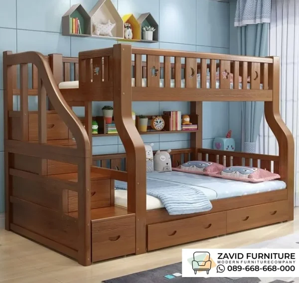 Tempat Tidur Tingkat Kayu Solid Rak Dekoratif Klaten