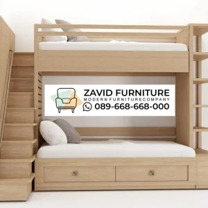 Tempat Tidur Tingkat Multifungsi Kayu Natural Tangga Laci Tempat Tidur Tingkat Multifungsi Kayu Natural Tangga Laci