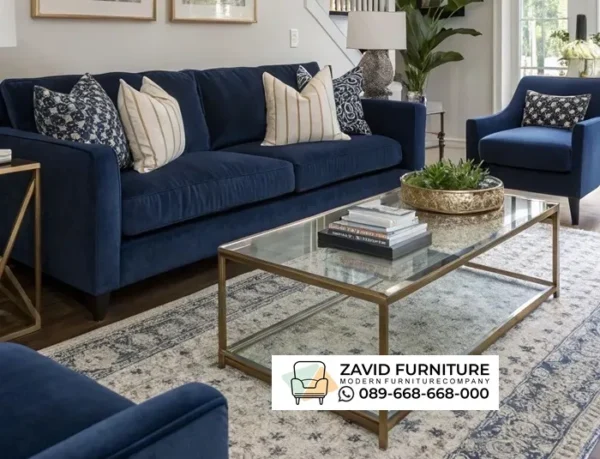 Custom Sofa Biru Minimalis