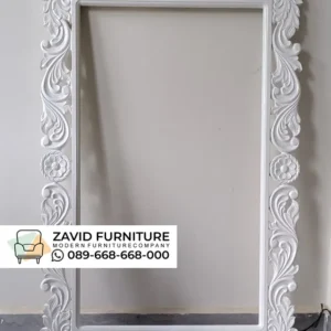 Frame Cermin Ukir Estetik Putih Duco
