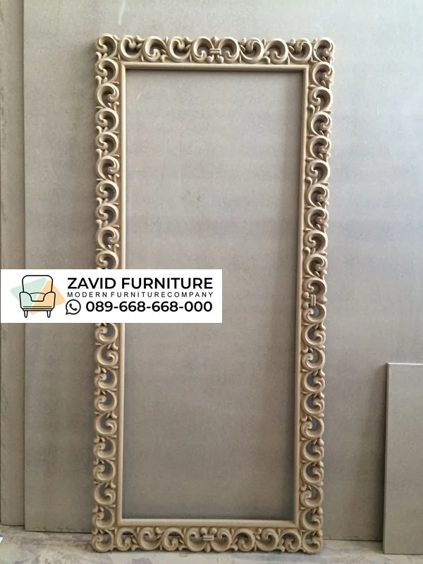 Frame Cermin Ukiran Relief Kayu Jati