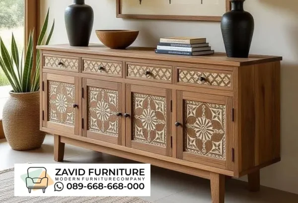 Jual Cabinet Kayu Desain Klasik Kombinasi Ukiran Mewah