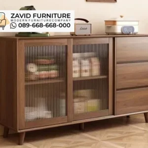 Jual Kabinet Credenza Minimalis Pintu Kaca Tekstur
