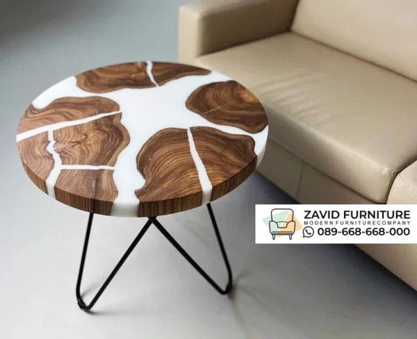 Jual Meja Bulat Industrial Kayu Resin