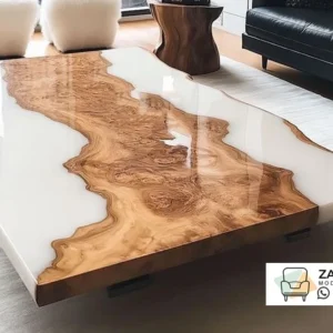 Jual Meja Resin Estetik Modern Kayu Solid Alami