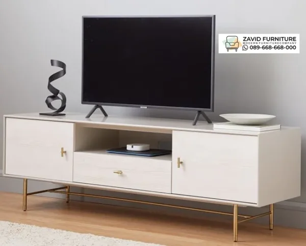 Jual Meja TV Cabinet Kayu Jati Kuat Tahan Lama Duco Putih Jual Meja TV Cabinet Kayu Jati Kuat Tahan Lama Duco Putih