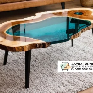 Jual Meja Tamu Resin Danau Biru Kayu Estetik