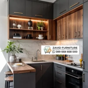 Jual kicthen Set Bahan Kayu Warna Abu