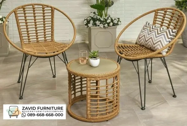 Kursi Cafe Rotan Outdoor Kaki Besi