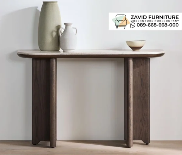 Meja Konsul Eksklusif Minimalis Jati Marmer