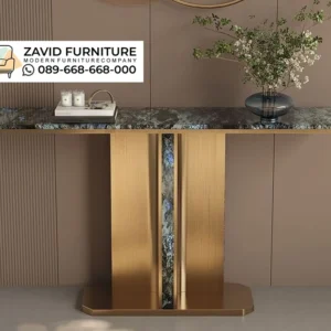 Meja Konsul Elegan Aksen Emas Modern