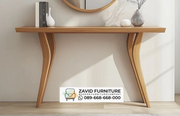 Meja Konsul Lengkung Kayu Solid Modern Pemalang