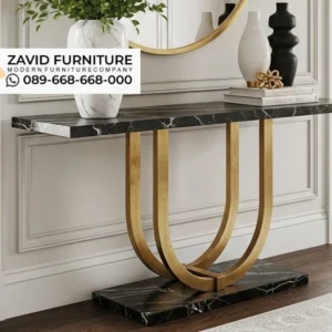 Meja Konsul Marmer Nero Lengkung Lamongan