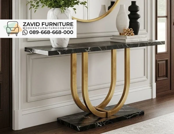 Meja Konsul Marmer Nero Lengkung Lamongan