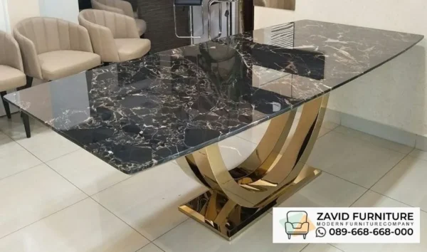 Meja Makan Marmer Hitam Elegant Mewah Semarang