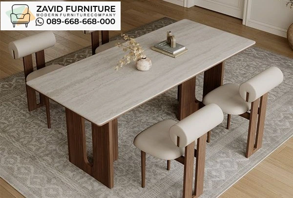 Meja Makan Marmer Minimalis Pilar Kayu Meja Makan Marmer Minimalis Pilar Kayu