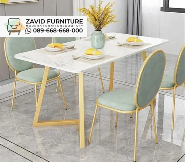 Meja Makan Minimalis Stainless Premium Gold