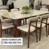Meja Makan Oval Kayu Solid Top Marmer Modern Meja Makan Oval Kayu Solid Top Marmer Modern