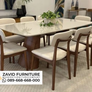 Meja Makan Oval Kayu Solid Top Marmer Modern Meja Makan Oval Kayu Solid Top Marmer Modern