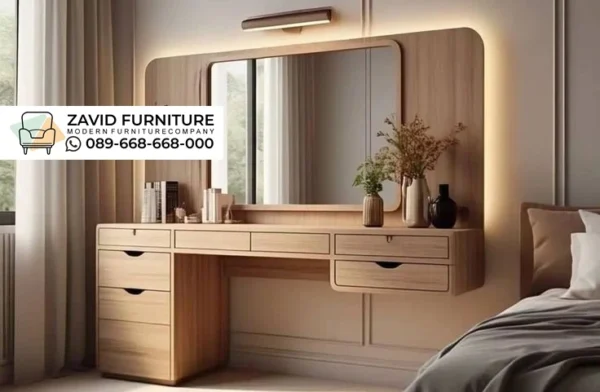 Meja Rias Minimalis Floating Kayu Natural