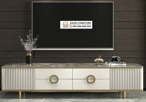 Meja TV Cabinet Mewah Kombinasi Marmer Stainless Meja TV Cabinet Mewah Kombinasi Marmer Stainless