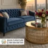 Mewah Modern Sofa Kulit Custom Warna Biru