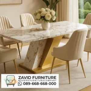 Modern Natural Meja Makan Marmer Jakarta