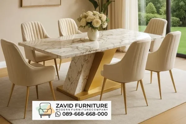 Modern Natural Meja Makan Marmer Jakarta