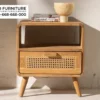 Nakas Nightstand Retro Anyaman Jati Minimalis