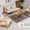 Set Kursi Sofa Kerangka Kayu Natural