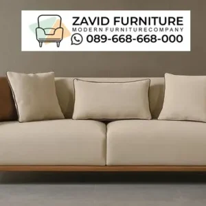 Sofa Minimalis Skandinavia Aksen Kayu Natural
