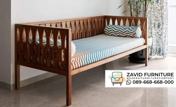 Bangku Jati Modern Kayu Ukir Geometris