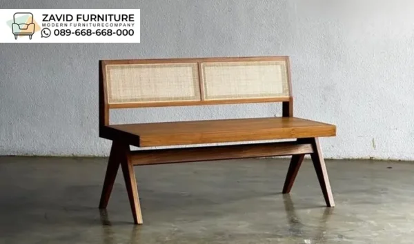 Bangku Retro Jati Seri Kombinasi Rotan