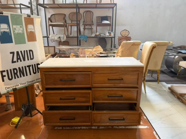 Jual Lemari Kayu Jati Marmer Kombinasi Laci